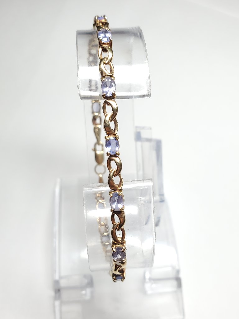 10k Yellow Solid Gold Tanzanite Bracelet
